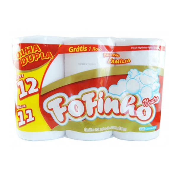 Papel Higiênico Folha Dupla - Fofinho - 12x30 mts