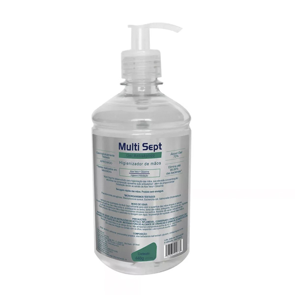 Álcool Gel Antisséptico Pump - Multi Sept - 500 ml