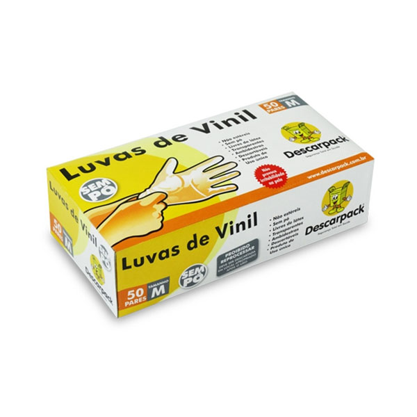 Luva Vinil sem Pó - M - 100 Uni - Descarpack